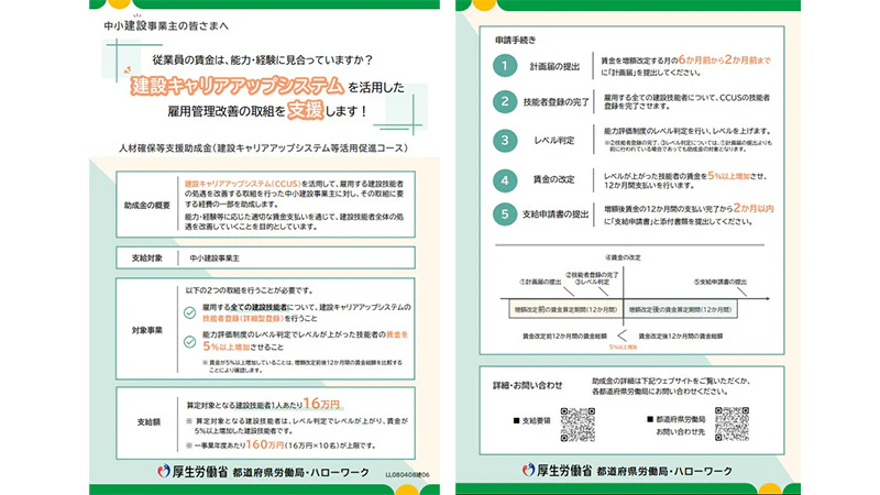 建設キャリアアップシステム等活用促進コース　リーフレット