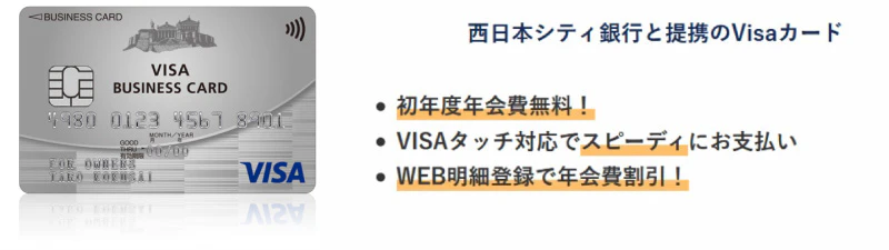 西日本シティ銀行と提携のVisaカード　説明画像